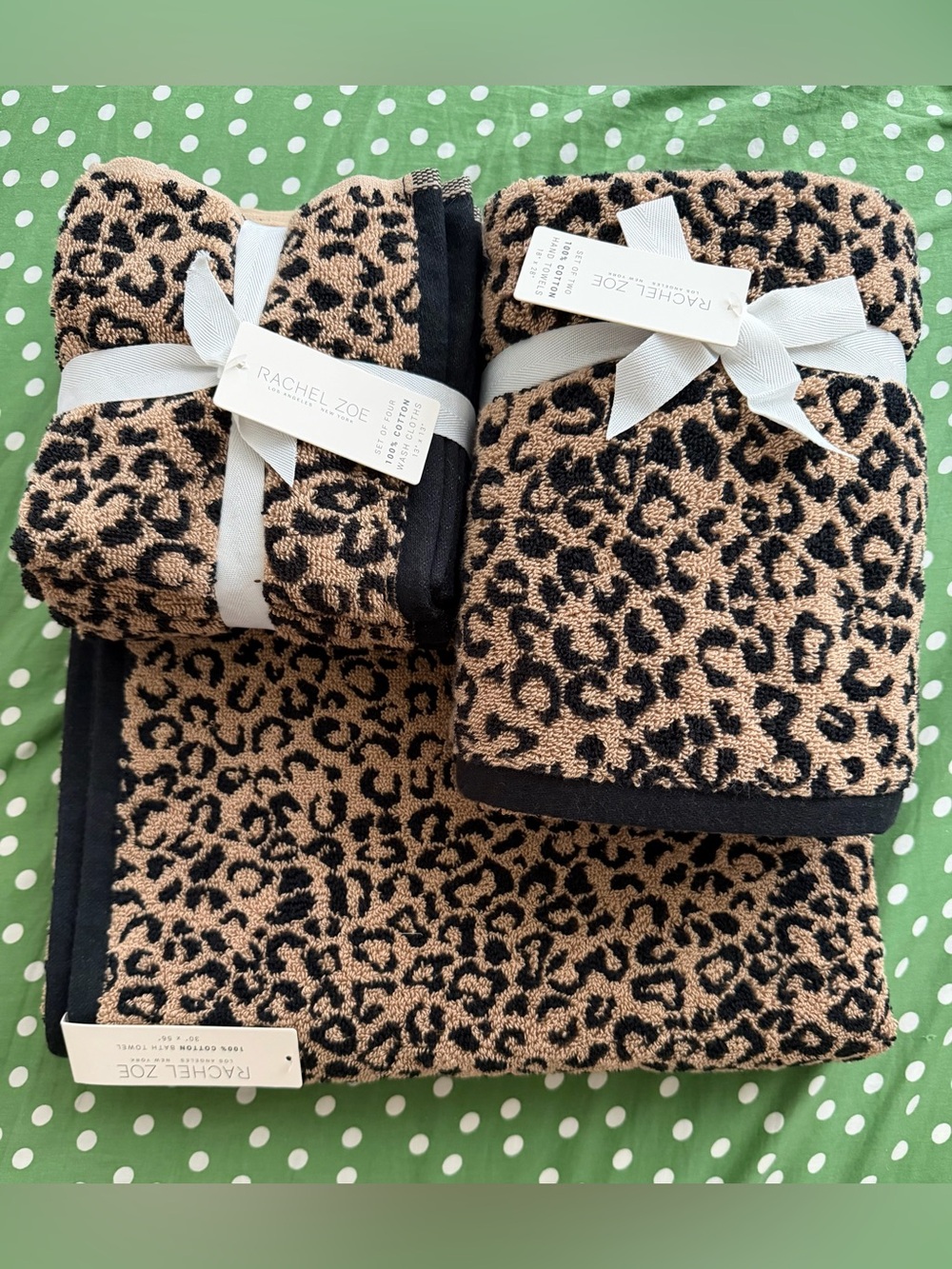 Rachel Zoe 7-piece towel set in leopard print